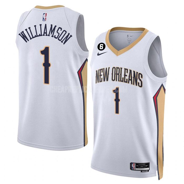 2022-23 men's new orleans pelicans zion williamson 1 white association edition replica jersey