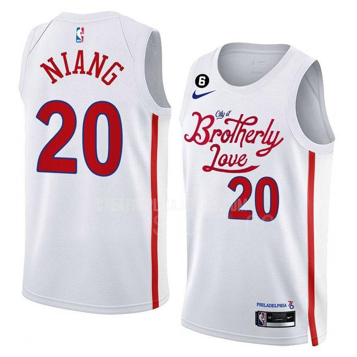 2022-23 men's philadelphia 76ers georges niang 20 white city edition replica jersey