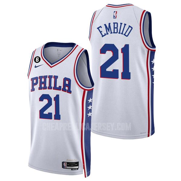 2022-23 men's philadelphia 76ers joel embiid 21 white association edition replica jersey