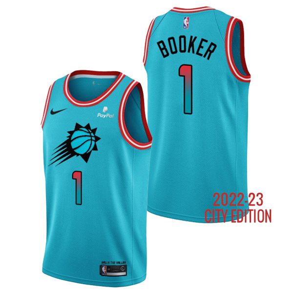 2022-23 men's phoenix suns devin booker 1 blue city edition replica jersey