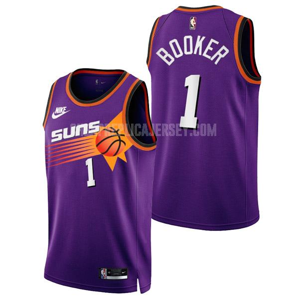 2022-23 men's phoenix suns devin booker 1 purple classic edition replica jersey