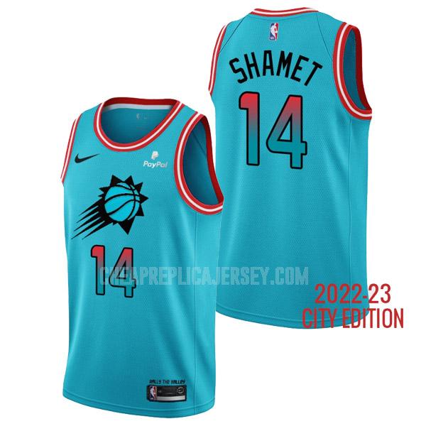 2022-23 men's phoenix suns landry shamet 14 blue city edition replica jersey