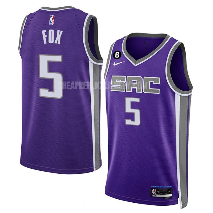 2022-23 men's sacramento kings de'aaron fox 5 purple icon edition replica jersey