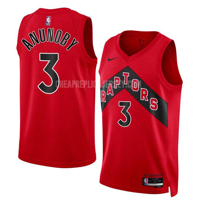 2022-23 men's toronto raptors og anunoby 3 red icon edition replica jersey