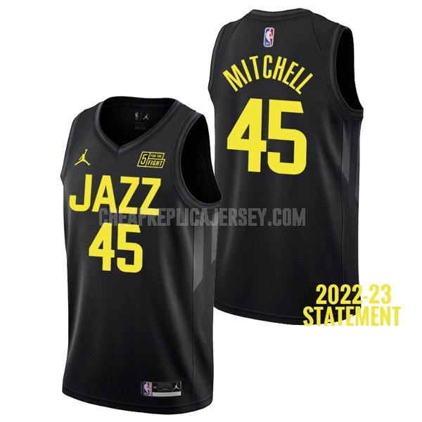 2022-23 men's utah jazz donovan mitchell 45 black statement edition replica jersey