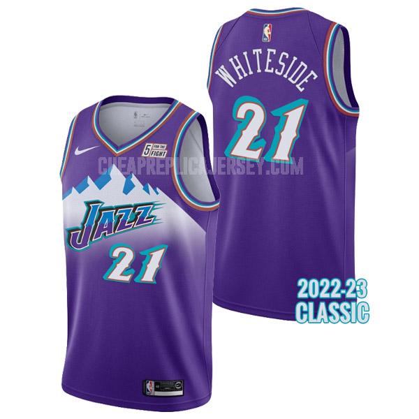 2022-23 men's utah jazz hassan whiteside 21 purple classic edition replica jersey