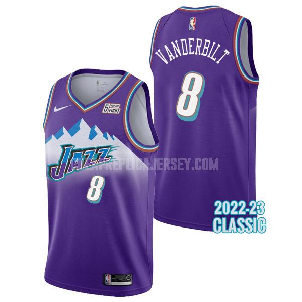 2022-23 men's utah jazz jarred vanderbilt 8 purple classic edition replica jersey