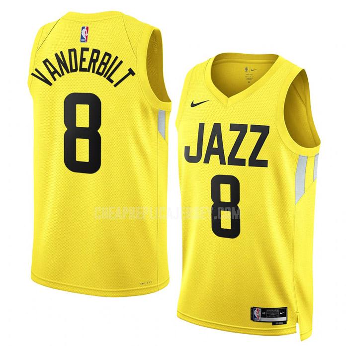 2022-23 men's utah jazz jarred vanderbilt 8 yellow icon edition replica jersey