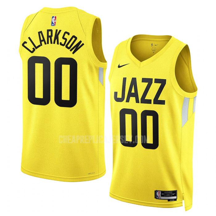 2022-23 men's utah jazz jordan clarkson 0 yellow icon edition replica jersey