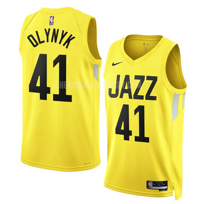 2022-23 men's utah jazz kelly olynyk 41 yellow icon edition replica jersey