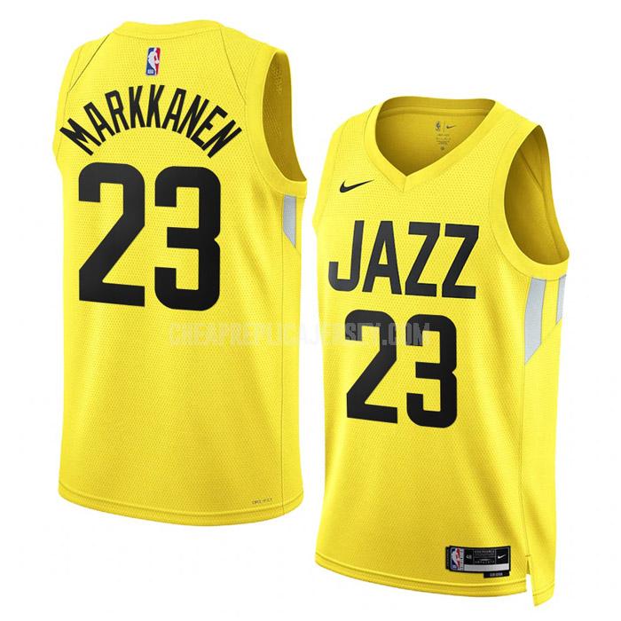 2022-23 men's utah jazz lauri markkanen 23 yellow icon edition replica jersey
