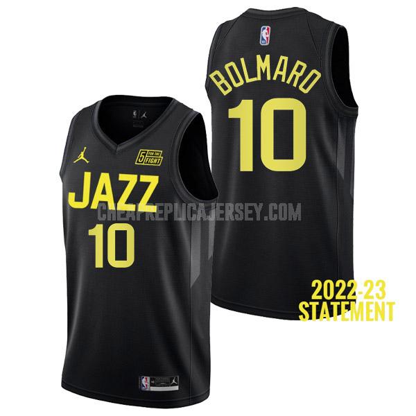 2022-23 men's utah jazz leandro bolmaro 10 black statement edition replica jersey