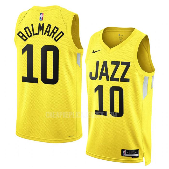 2022-23 men's utah jazz leandro bolmaro 10 yellow icon edition replica jersey