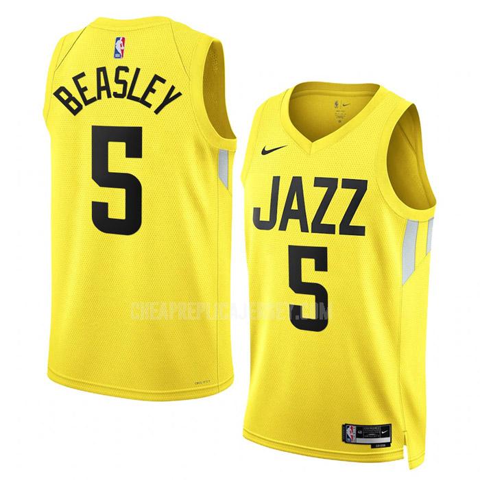 2022-23 men's utah jazz malik beasley 5 yellow icon edition replica jersey