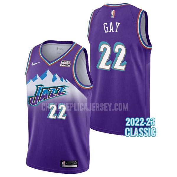 2022-23 men's utah jazz rudy gay 22 purple classic edition replica jersey