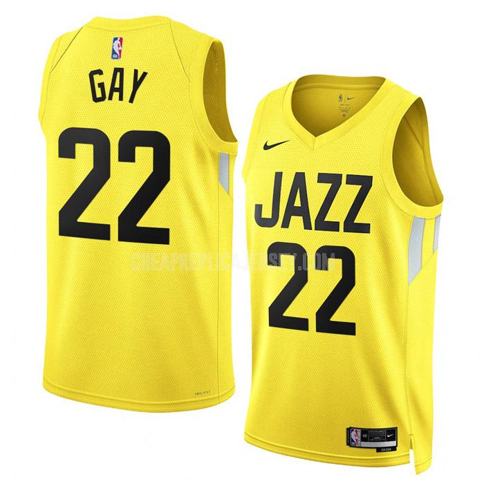 2022-23 men's utah jazz rudy gay 22 yellow icon edition replica jersey