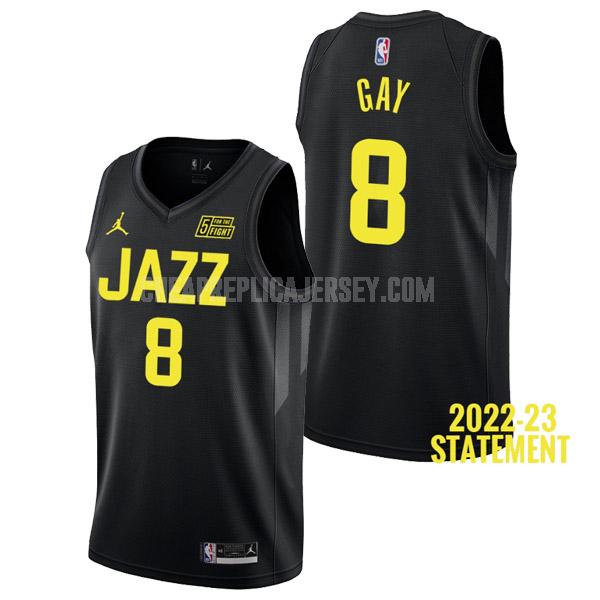2022-23 men's utah jazz rudy gay 8 black statement edition replica jersey