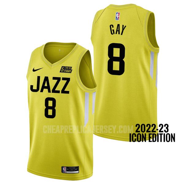 2022-23 men's utah jazz rudy gay 8 yellow icon edition replica jersey