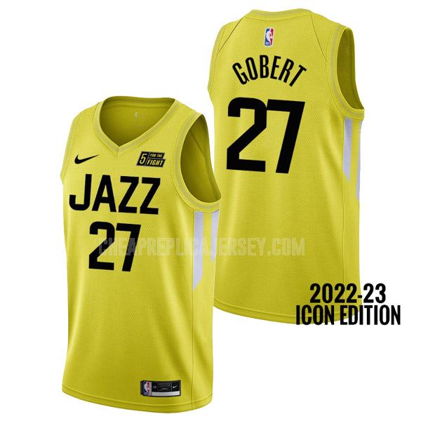 2022-23 men's utah jazz rudy gobert 27 yellow icon edition replica jersey