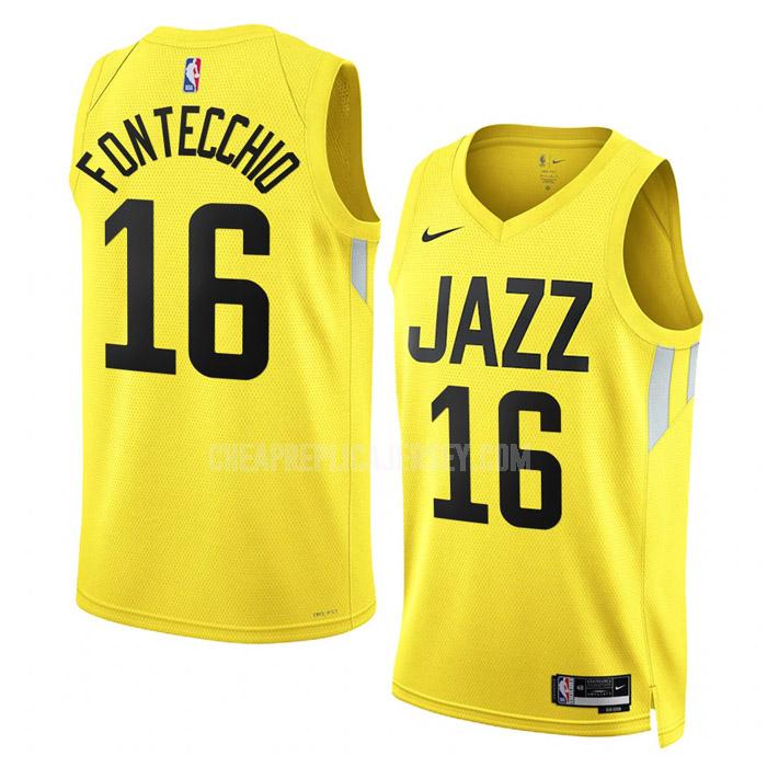 2022-23 men's utah jazz simone fontecchio 16 yellow icon edition replica jersey