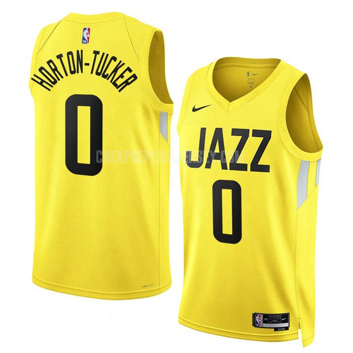 2022-23 men's utah jazz talen horton-tucker 0 yellow icon edition replica jersey