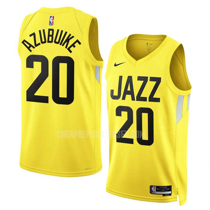 2022-23 men's utah jazz udoka azubuike 20 yellow icon edition replica jersey