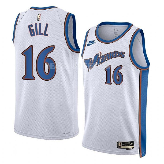 2022-23 men's washington wizards anthony gill 16 white classic edition replica jersey