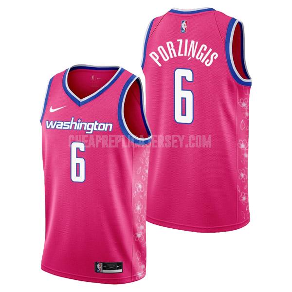 2022-23 men's washington wizards kristaps porzingis 6 pink cherry blossom city edition replica jersey