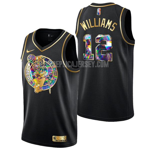 2022 men's boston celtics grant williams 12 black golden edition diamond replica jersey