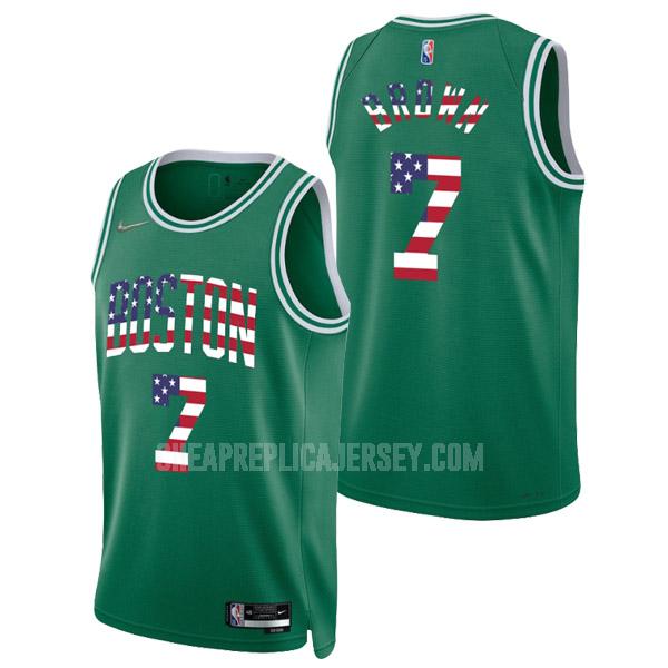 2022 men's boston celtics jaylen brown 7 green memorial day icon edition replica jersey