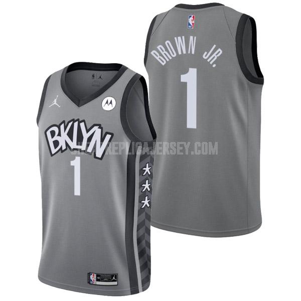 2022 men's brooklyn nets bruce brown jr 1 gray statement edition replica jersey