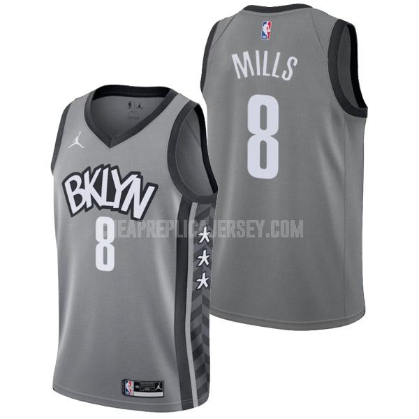2022 men's brooklyn nets patty mills 8 gray statement edition replica jersey