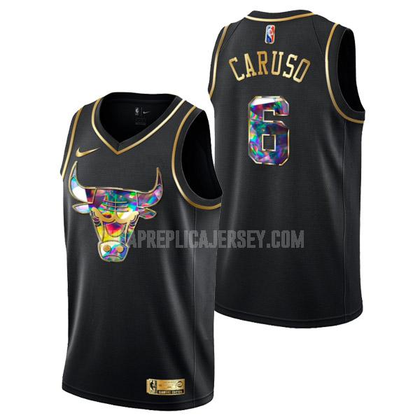 2022 men's chicago bulls alex caruso 6 black golden edition diamond logo replica jersey