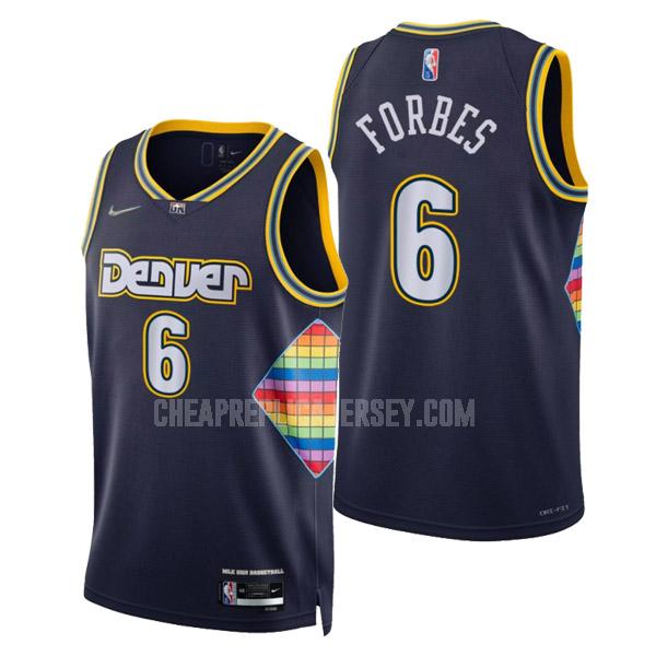 2022 men's denver nuggets bryn forbes 6 navy blue city edition replica jersey