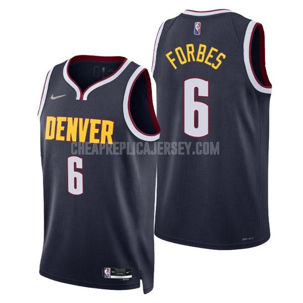 2022 men's denver nuggets bryn forbes 6 navy blue icon edition replica jersey