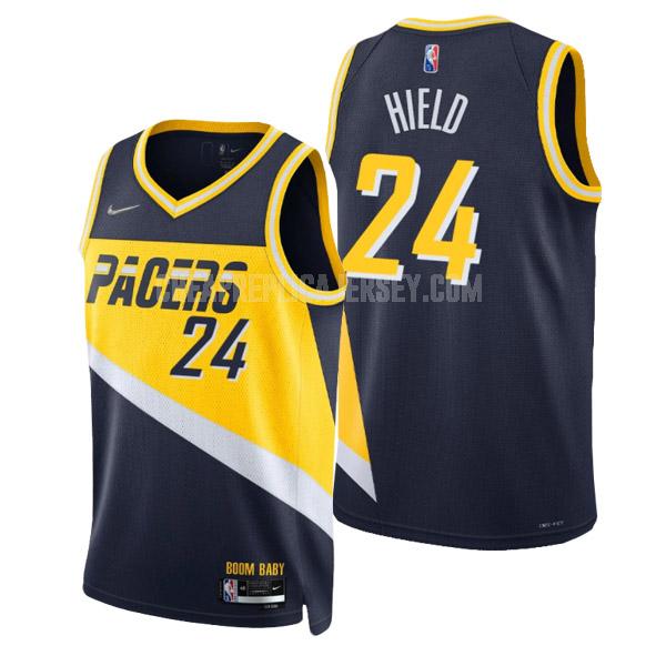 2022 men's indiana pacers buddy hield 24 navy blue city edition replica jersey