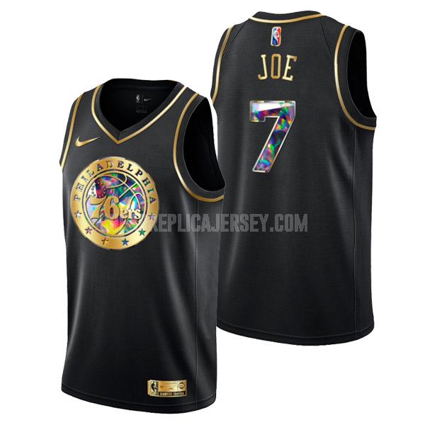 2022 men's philadelphia 76ers isaiah joe 7 black golden edition diamond logo replica jersey