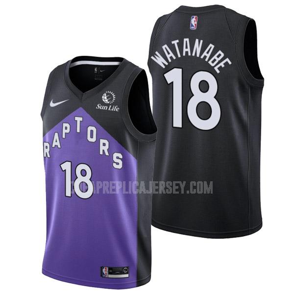 2022 men's toronto raptors yuta watanabe 18 purple earned edition replica jersey