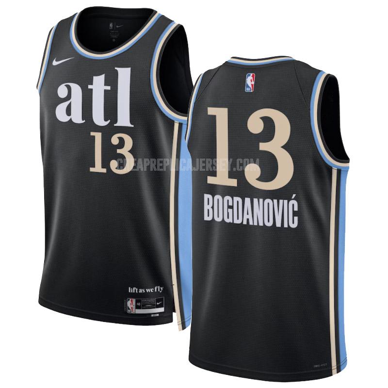 2023-24 men's atlanta hawks bogdan bogdanovic 13 black city edition replica jersey