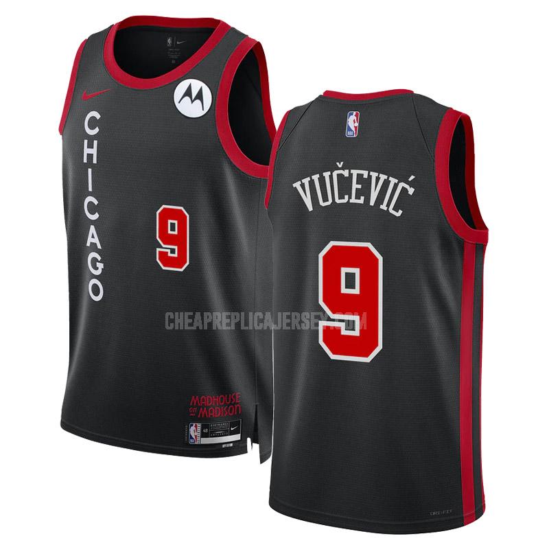 2023-24 men's chicago bulls nikola vucevic 9 black city edition replica jersey