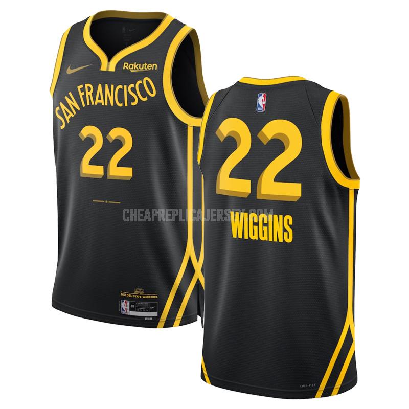 2023-24 men's golden state warriors andrew wiggins 22 black city edition replica jersey