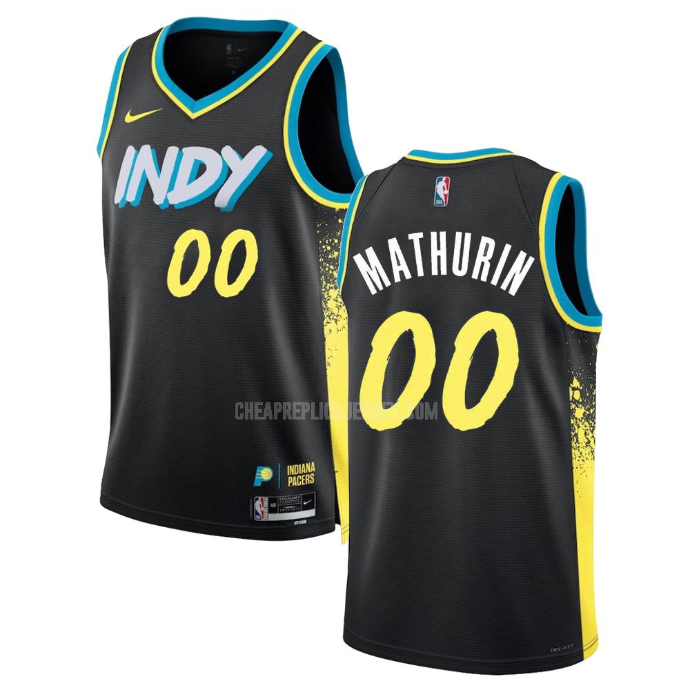 2023-24 men's indiana pacers bennedict mathurin 0 black city edition replica jersey