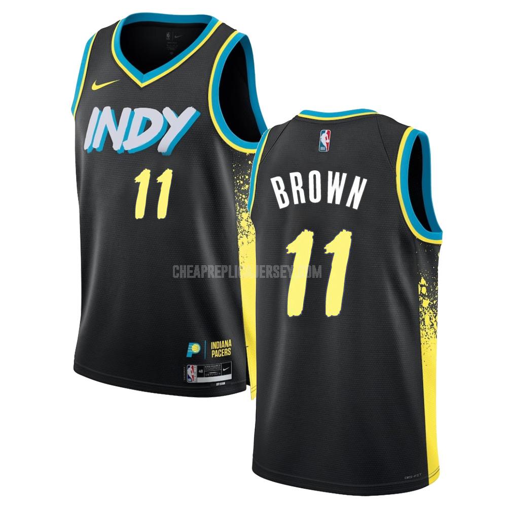 2023-24 men's indiana pacers bruce brown 11 black city edition replica jersey