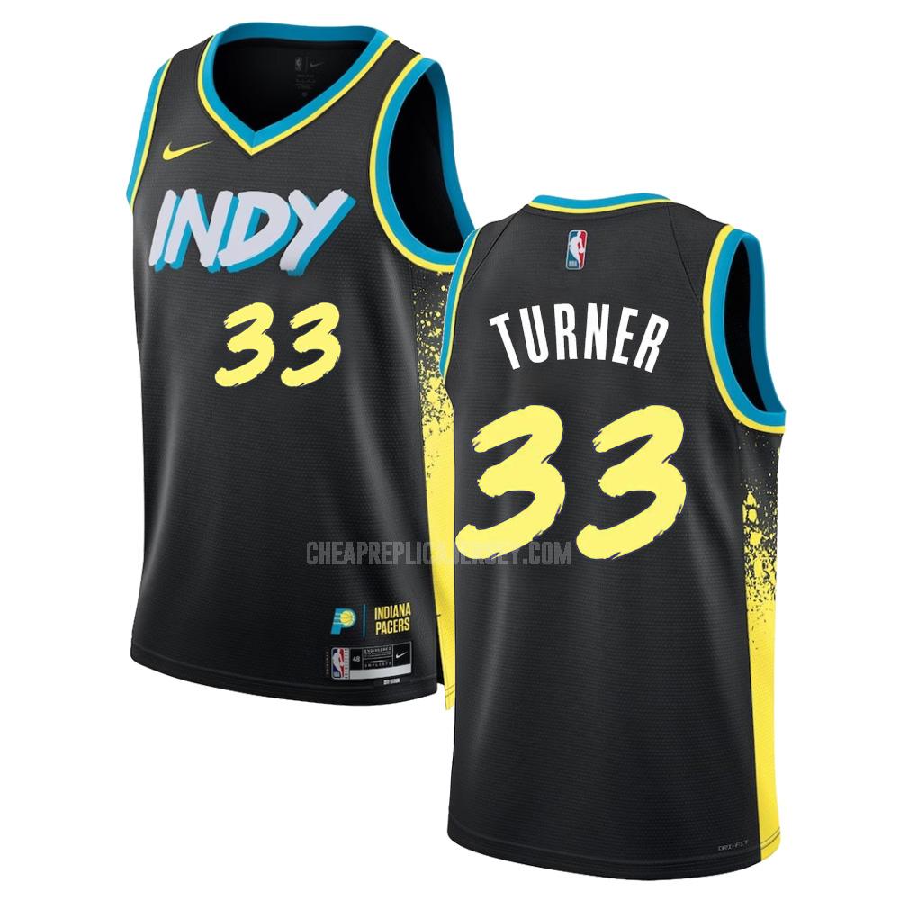 2023-24 men's indiana pacers myles turner 33 black city edition replica jersey