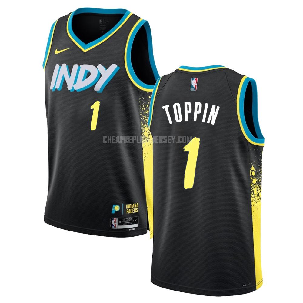 2023-24 men's indiana pacers obi toppin 1 black city edition replica jersey