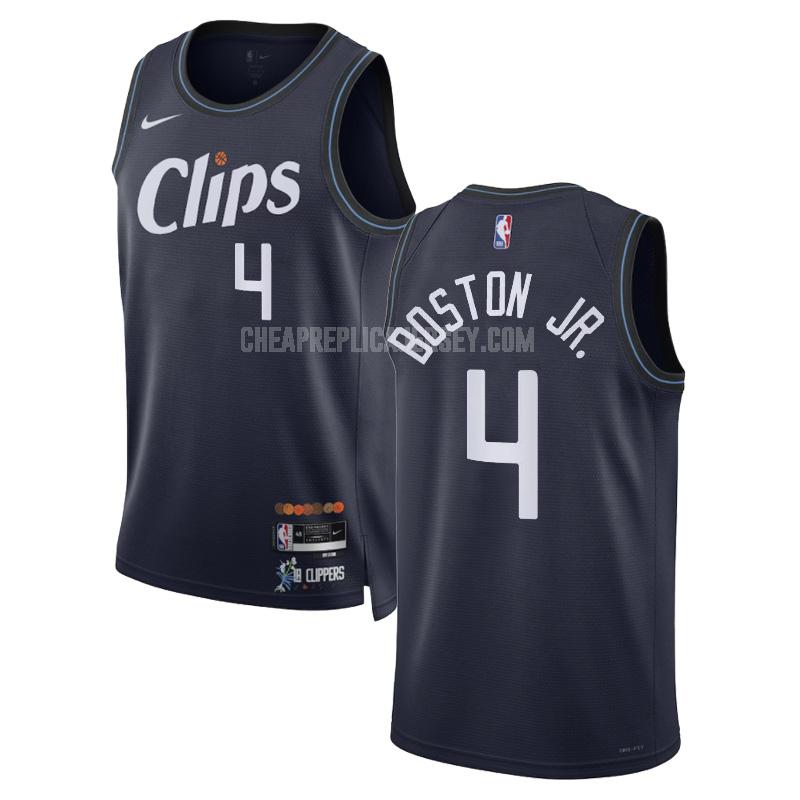2023-24 men's los angeles clippers brandon boston jr 4 navy city edition replica jersey