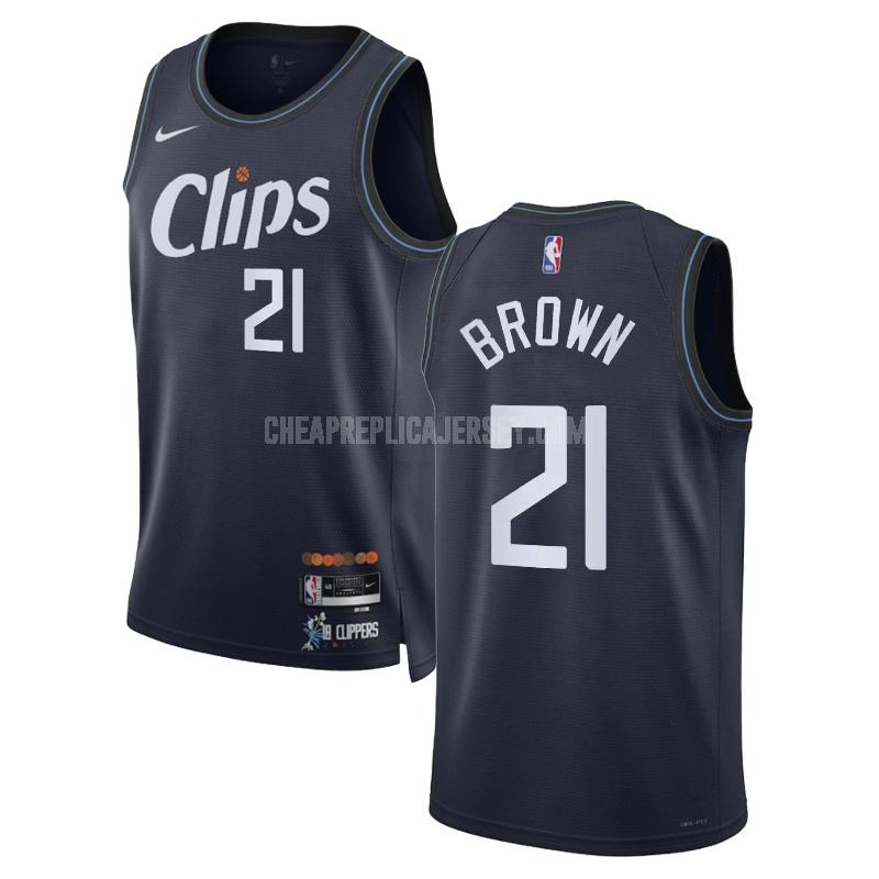 2023-24 men's los angeles clippers kobe brown 21 navy city edition replica jersey
