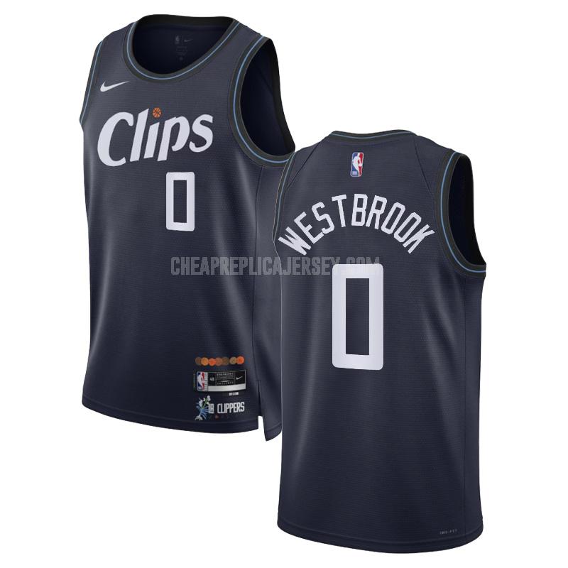 2023-24 men's los angeles clippers russell westbrook 0 navy city edition replica jersey