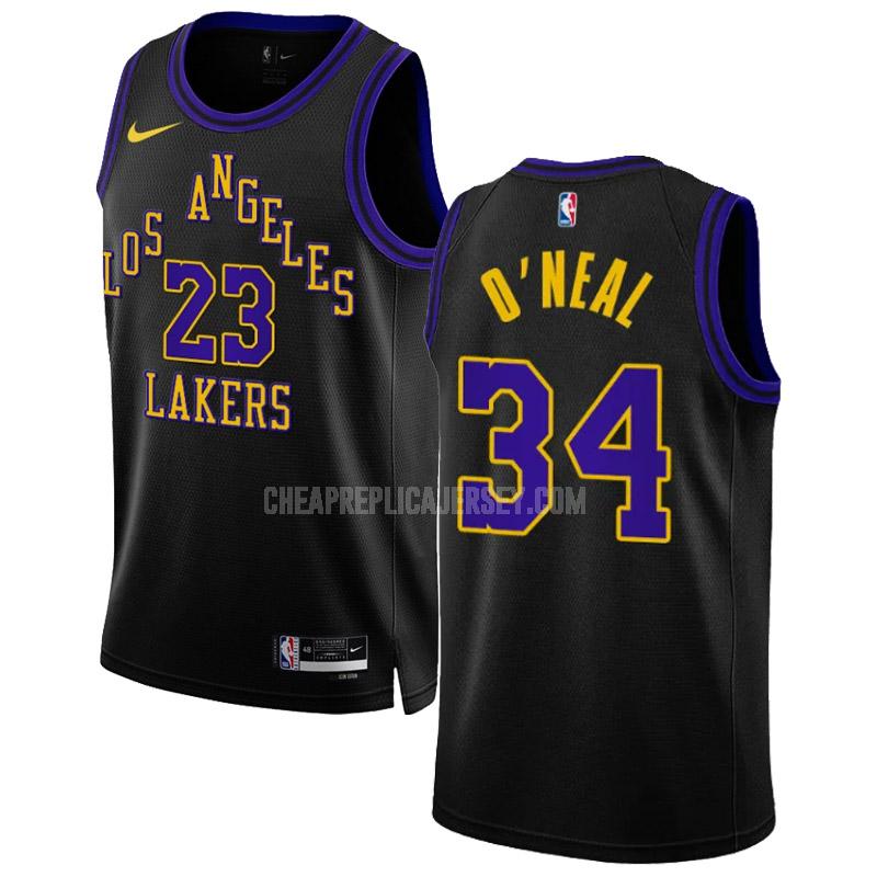 2023-24 men's los angeles lakers shaquille o'neal 34 black city edition replica jersey