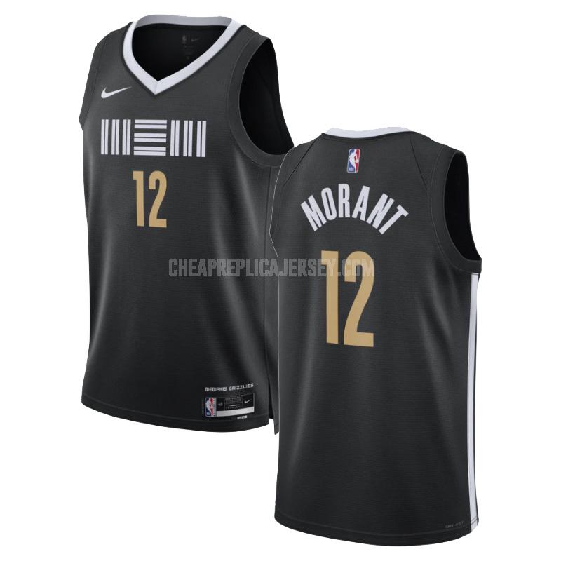 2023-24 men's memphis grizzlies ja morant 12 black city edition replica jersey